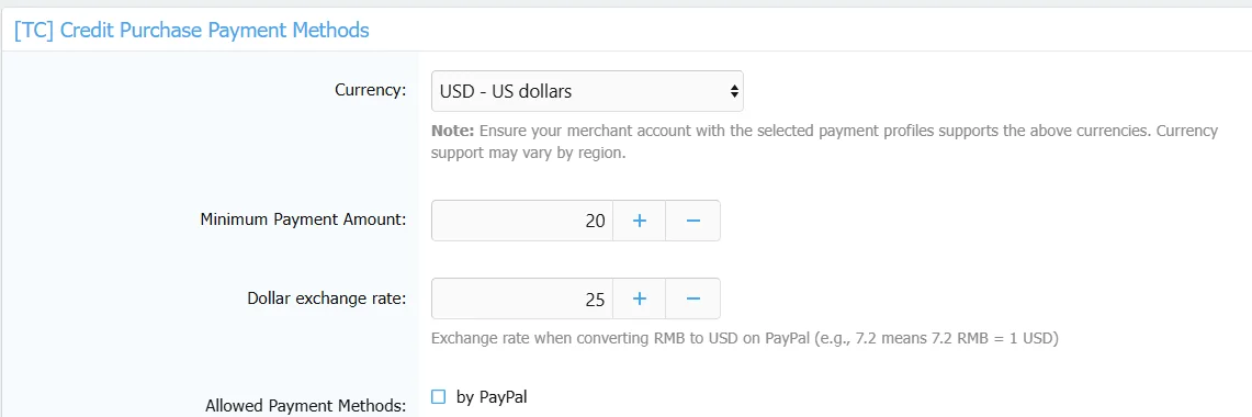 [TC] Credit Purchase Payment Methods